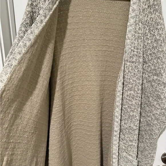World Market One Size Kimono Cardigan Poncho Duster L XL 1X 2X 3X Pockets Taupe - Picture 9 of 12